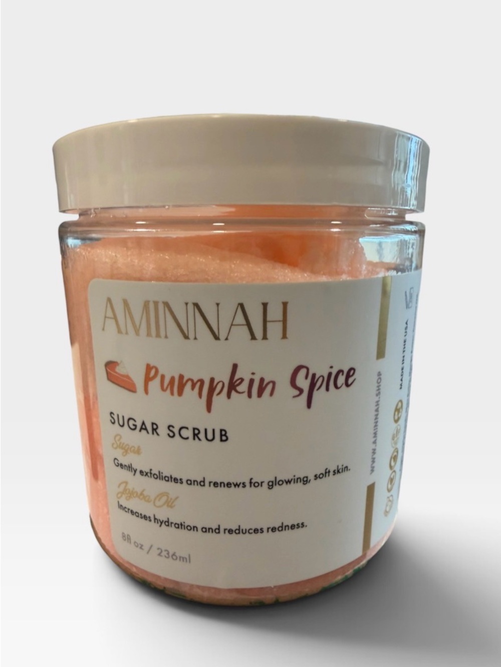 Aminnah Pumpkin Spice Sugar Scrub - Peach Exfoliant